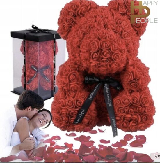 Rožių meškutis, raudonas 40 cm